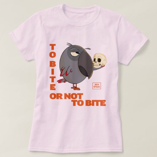 アフリカグレイのオウム・アムレット Tシャツ (デザイン正面)