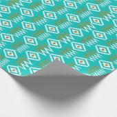 アフリカケンテダークアクアティール（緑がかった色）ブルーダイヤモンド ラッピングペーパー (角)