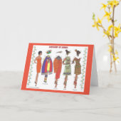 アフリカコスチューム紙人形グリーティングカード カード (黄色い花)