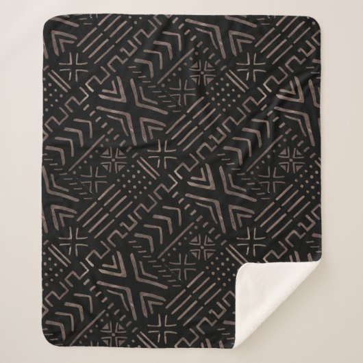 アフリカコンテンポラリーマッドクロスプリントフリースブランケ シェルパブランケット (正面)