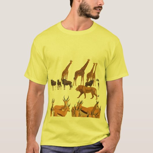 アフリカサバンナの野生生物 Tシャツ (正面)