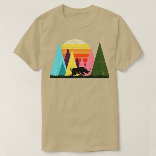 アフリカサバンナ動物園キーパーサファリギフトサイ Tシャツ (デザイン正面)