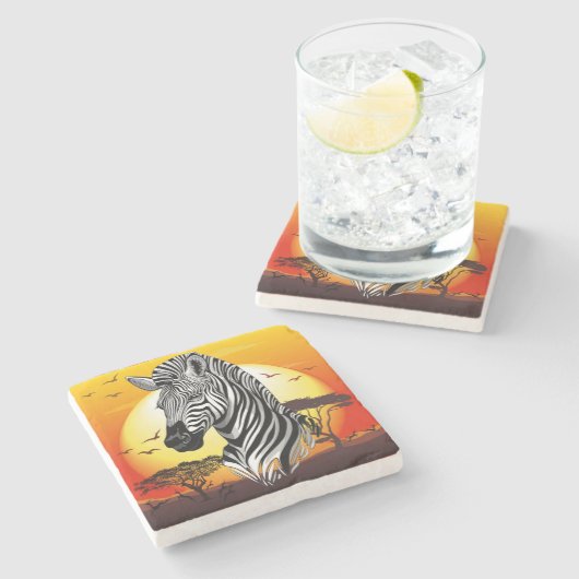 アフリカサバンナ野生動物 ストーンコースター (横)