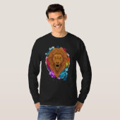 アフリカサファリのカラフルなライオン Tシャツ (正面フル)