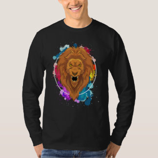 アフリカサファリのカラフルなライオン Tシャツ