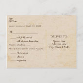 アフリカサファリのキリン 木のヴィンテージ結婚式の出欠確認 インビテーションポストカード (裏面)