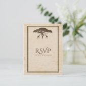 アフリカサファリのキリン 木のヴィンテージ結婚式の出欠確認 インビテーションポストカード (スタンド正面)