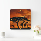 アフリカサファリアットサンセット スクエア壁時計 (ホーム)