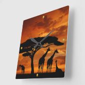 アフリカサファリアットサンセット スクエア壁時計 (傾斜)