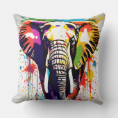 アフリカサファリエレファントアートレインボー絵を描ズ クッション (正面)