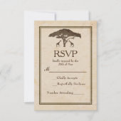 アフリカサファリギラフェズツリーヴィンテージウェディングRSVP 出欠カード (正面)