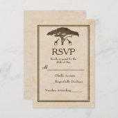 アフリカサファリギラフェズツリーヴィンテージウェディングRSVP 出欠カード (正面/裏面)