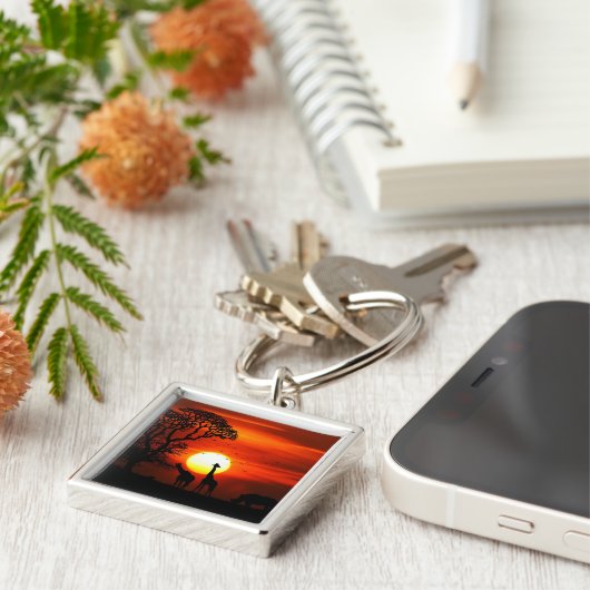 アフリカサファリサンセットアニマルシルエット キーホルダー (側面)