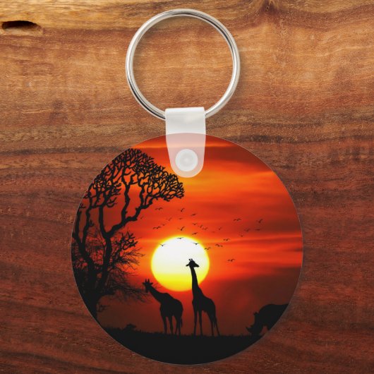 アフリカサファリサンセットアニマルシルエット キーホルダー (正面)