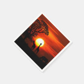 アフリカサファリサンセットアニマルシルエット スタンダードカクテルナプキン (角)