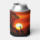 アフリカサファリサンセットアニマルシルエット 缶クーラー (缶正面)