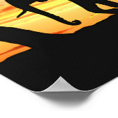 アフリカサファリサンセットエレファントシルエットアート ポスター (角)