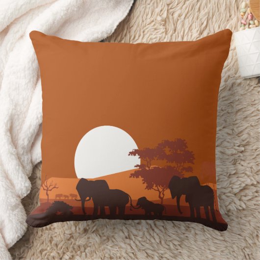 アフリカサファリサンセットピロー両面 クッション (ブランケット)