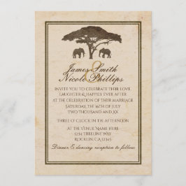 アフリカサファリゾウ&ツリーヴィンテージウェディング 招待状