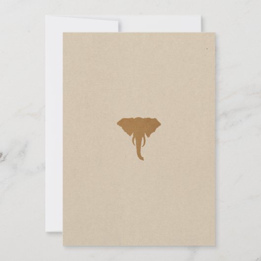 アフリカサファリブラウンワイルドエレファントヴィンテージウェディング 招待状 (裏面)