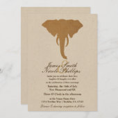 アフリカサファリブラウンワイルドエレファントヴィンテージウェディング 招待状 (正面/裏面)