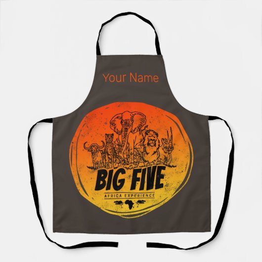 アフリカサファリヴィンテージゾウ、ライオン エプロン (正面)