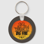 アフリカサファリヴィンテージゾウ、ライオン キーホルダー (正面)