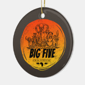 アフリカサファリヴィンテージゾウ、ライオン セラミックオーナメント (左)