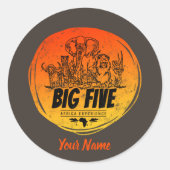 アフリカサファリヴィンテージゾウ、ライオン ラウンドシール (正面)