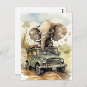 アフリカサファリ象ポストカード ポストカード (正面/裏面)