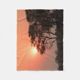 アフリカサンセットツリーズ自然ランドスケーズ フリースブランケット