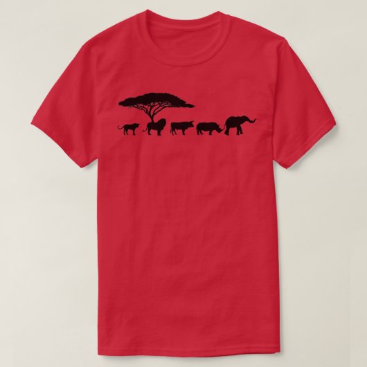 アフリカザ・ビッグ5動物デザインキッズ幼児BI Tシャツ (デザイン正面)