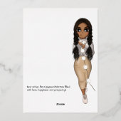 アフリカスタイリッシュ系アメリカ人の居心地の良いクリスマスライト 箔シーズンカード (裏面)