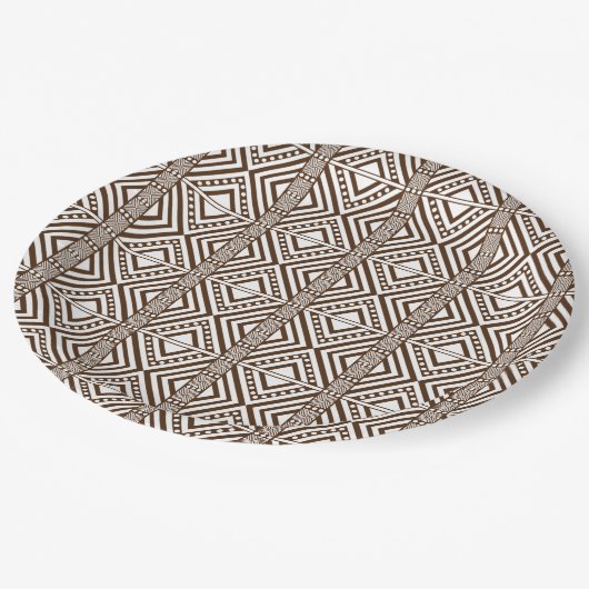 アフリカスタイルのシームレスなパターン。白色紙 ペーパープレート (アングル)