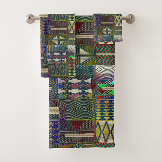 アフリカスタイルパッチワークデザイン バスタオルセット (インサイチュ)