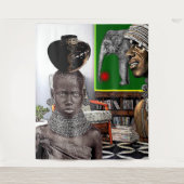 アフリカスタイルポップ・アートのアート タペストリー (正面)