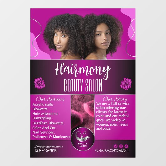 アフリカスタマイズアメ美しいサロンフロントドア ウィンドウサイン (シート)