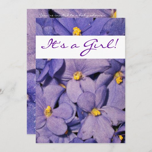 アフリカスミレッツベビーシャワー招待状 招待状 (正面/裏面)