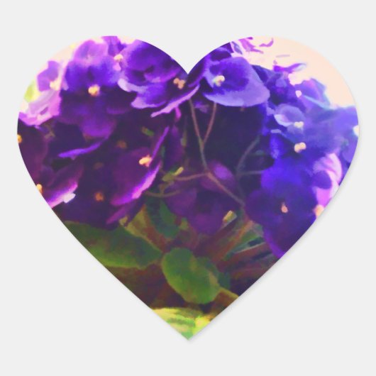アフリカスミレ花ステッカー ハートシール (正面)