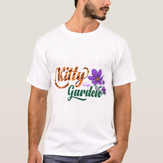 アフリカスミレ ネコがいる家のガーデンギフト Tシャツ (正面)