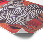 アフリカゼブラカラフルレトロヴィンテージ旅行 ポスター (角)