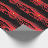 アフリカゾウとセレンゲティレッドサンセット ラッピングペーパー (角)