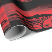 アフリカゾウとセレンゲティレッドサンセット ラッピングペーパー (ロールコーナー)