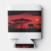 アフリカゾウとベビー（赤い夕日あり） 缶クーラー (裏面)