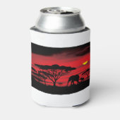 アフリカゾウとベビー（赤い夕日あり） 缶クーラー (缶裏面)