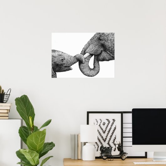 アフリカゾウと子牛のポスター ポスター (ホームオフィス)