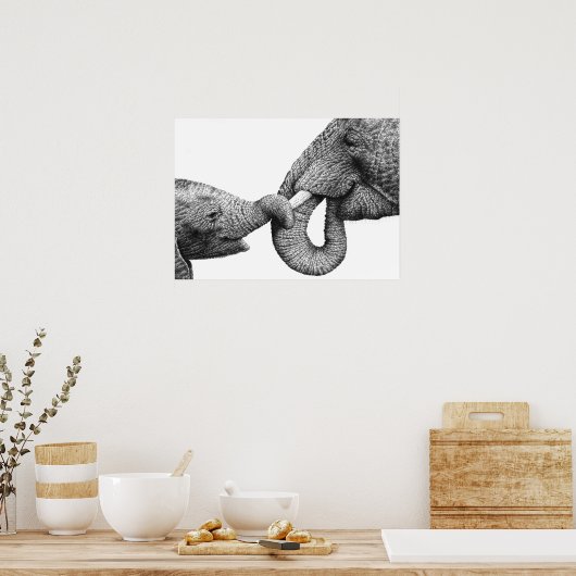 アフリカゾウと子牛のポスター ポスター (キッチン)