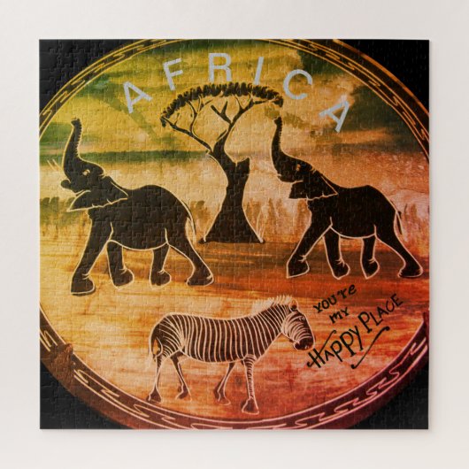 アフリカゾウのアートプリント ジグソーパズル (縦)