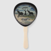 アフリカゾウのアートプリント ハンドファン (正面)