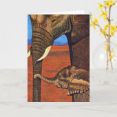 アフリカゾウのグリーティングカード カード (黄色い花)